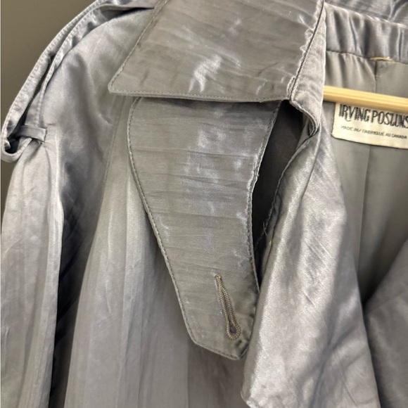 Irving Posluns size 7/8 (on tag) oversized trench EVC Silver w/ hint of blue - Picture 5 of 16
